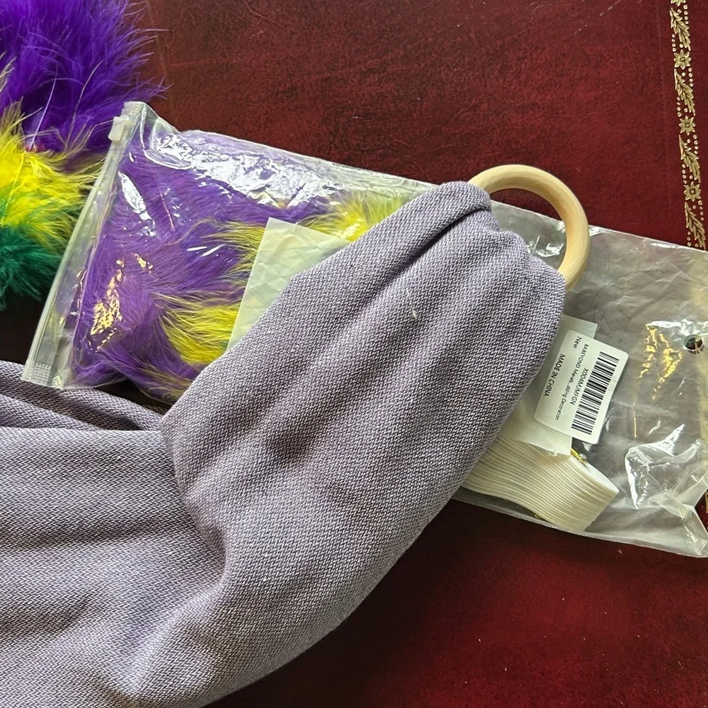Mardi Gras Swag Boa Feather Fan Rugby Stripe Parade Scarf Purple Green Gold NEW